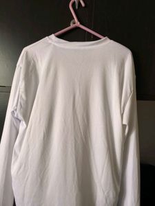 White T-Shirt with Peacock Feather