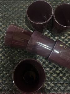 Set of 6 Mehroon Ceramic Tea Glasses