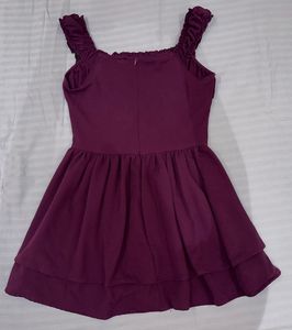 Maroon Ruffle Mini Dress