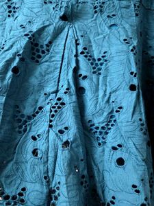 Blue Eyelet Skirt with Belt