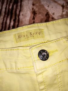 Y2K Yellow Rhinestone Denim Mini Skirt