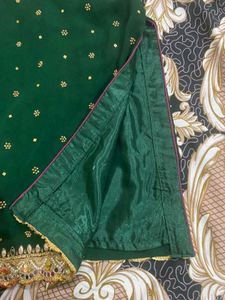 Elegant Green &amp; Gold Embroidered Pakistani Suit