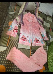 Combo Of Fur Top Pants And Muffler