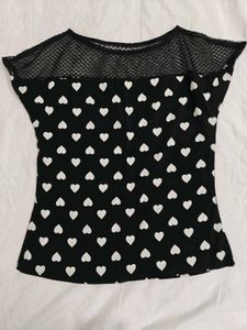 Black Net Design Top For Women
