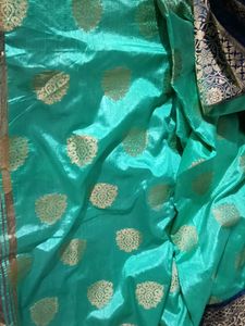 Elegant Teal Saree with Woven Design