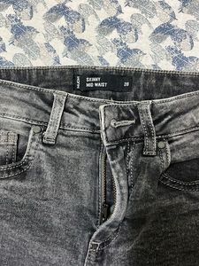 Gray Wash Jeans with Ankle Slits
