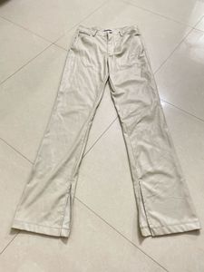 ZARA Beige Faux Leather Straight Fit &amp; High Waist