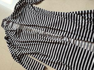 Striped Black &amp; White Shrug