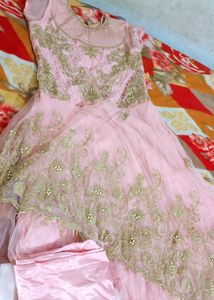Heavy Work Light Pink Dress With Pant And Dupatta