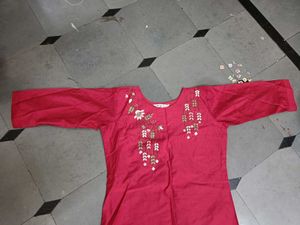 Red Embroidered Kurti