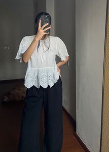 NEW LOOK White Broderie Anglaise Tie Front TOP