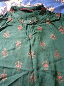 Green Printed Kurta