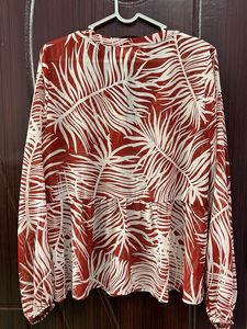 red chiffon Print Top