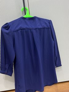 Navy Blue Pleated Top