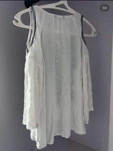 Nuon White Embroidered Cold Shoulder Top