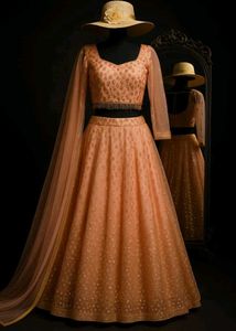 Peach Lehenga with Intricate Embroidery