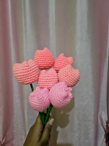 Crochet Pink Tulip Bouquet