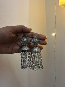 Silver Jhumka Earrings