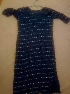 Navy Patterned Midi Dress