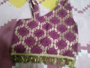 Purple &amp; Gold Embellished Crop Top