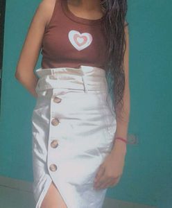 White Denim Skirt
