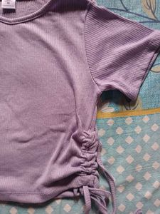 Purple Crop Top with Drawstring