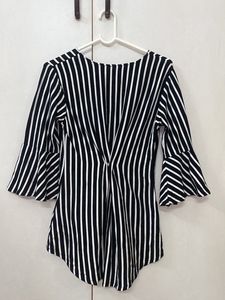 Striped Flared Sleeve Blouse
