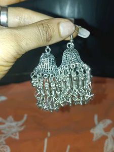 Silver Jhumka Earrings