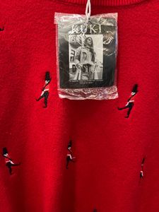 Red Embroidered Sweater