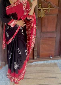 Elegant Red &amp; Black Saree