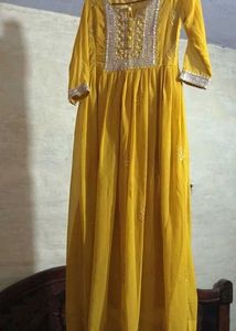 Yellow Embroidered Anarkali Kurti