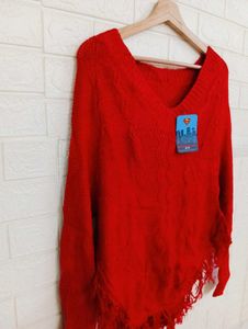 Red Fringe Sweater
