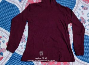 Stylish burgundy Turtleneck Top