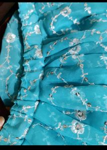 Teal Floral Sequin Fabric