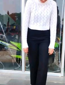 Women Woolen White Top For Winter&#39;s