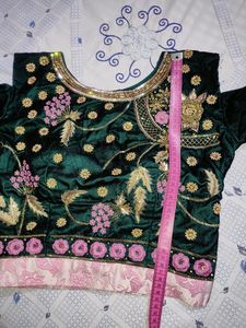 Green Padded Blouse (Pink &amp; Golden Work)