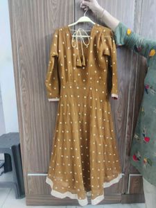 Brown Polka Dot Anarkali Dress
