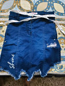 Party Wear Cut Style Denim Skirt For 7-8 Year Girl