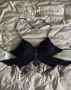 Blue Butterfly Tie-up top