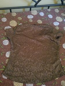 Olive Brown Embellished V-Neck Top