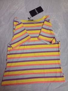 SHEIN BRAND Striped Ribbed Tshirt