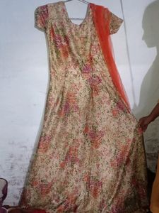 Orange Trend Gown Frock For Girls