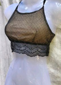I. BLACK AND GOLDEN SEXY CROP TOP