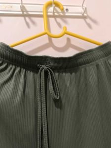 Olive Green Ribbed Lounge Pants