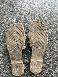 Metallic Woven Slide Sandals