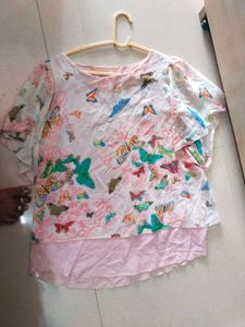 Butterfly Print Layered Top