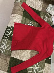 Red Ribbed Knit Top