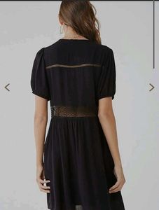 Forever 21 Black Lace Regular Fit A Line Dress