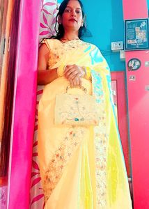 Haldi Festival Saree And Blouse With Bag
