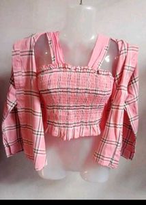 Pink Plaid Top &amp; Shrug Set
